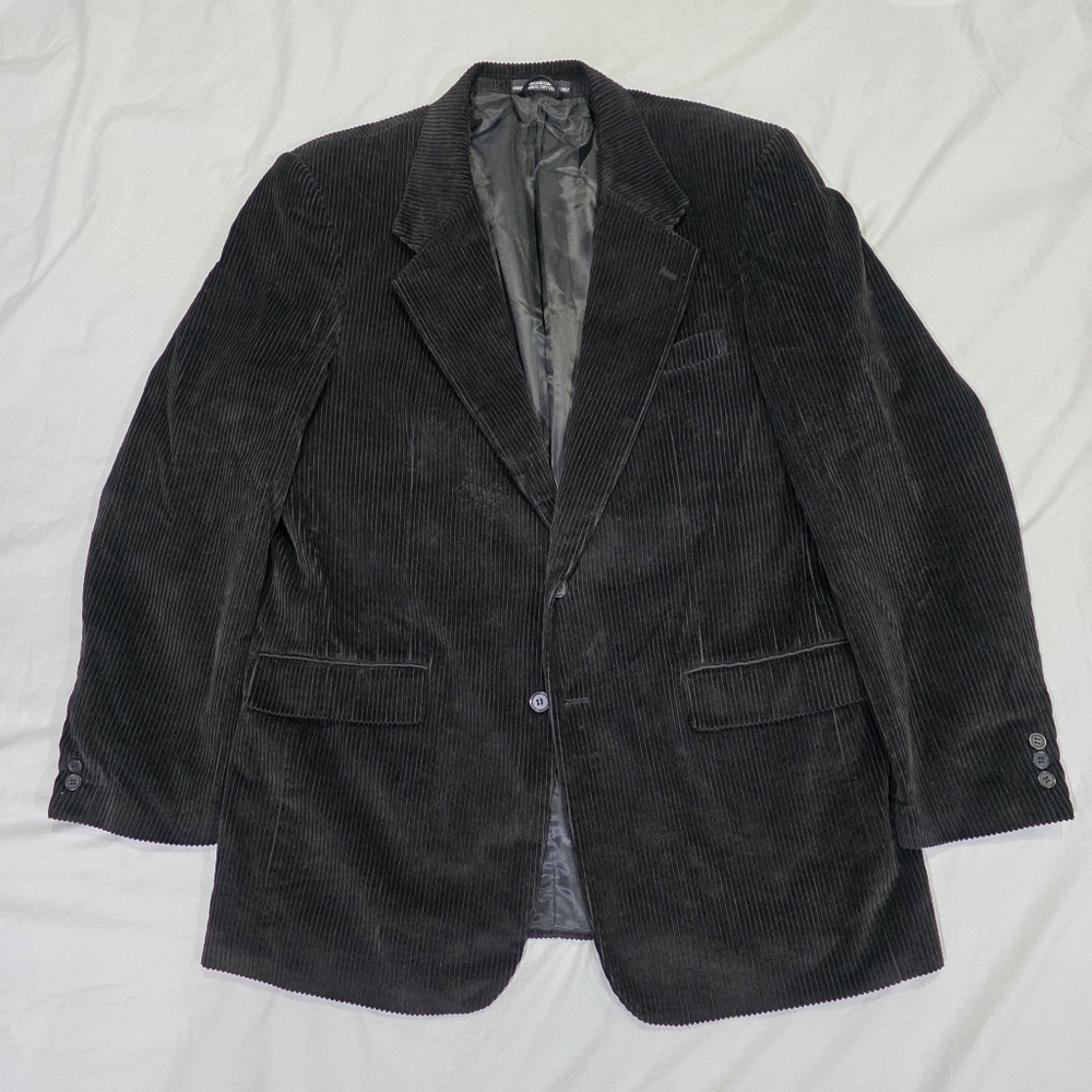 Oleg Cassini Black Wide Whale Corduroy Sports Coat/Blazer. 46XL - Picture 1 of 9